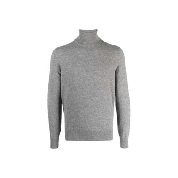 Pull manche longue BRUNELLO CUCINELLI col roulé cachemire gris clair