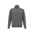 Pull manche longue col roulé cachemire gris foncé