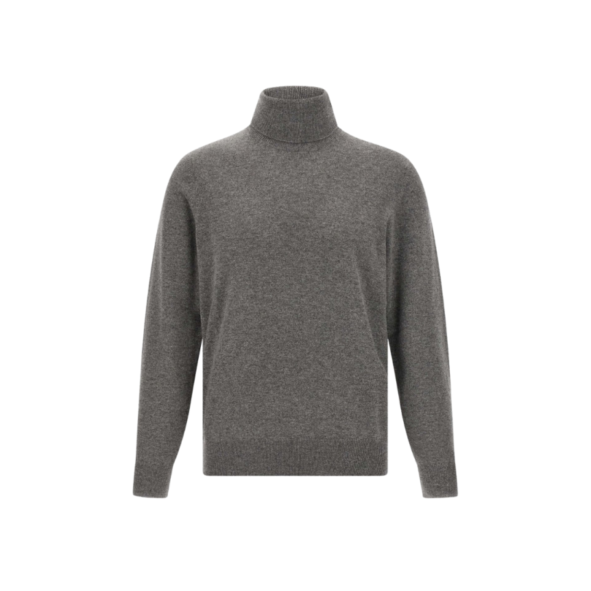Brunello Cucinelli Pull manche longue col roulé cachemire gris foncé