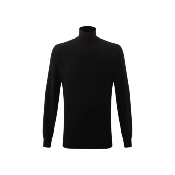 Brunello Cucinelli Pull manche longue col roulé cachemire noir