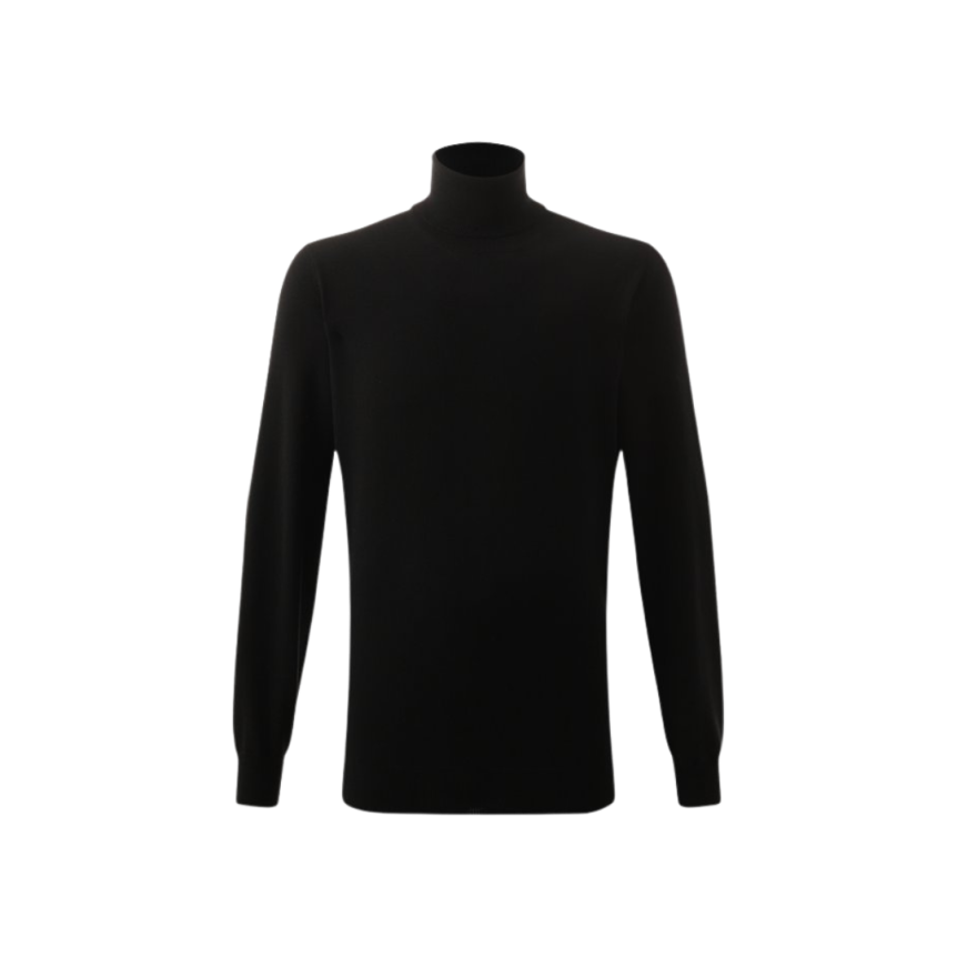 Brunello Cucinelli Pull manche longue col roulé cachemire noir