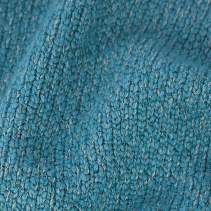 Pull col rond STONE ISLAND maille laine vierge mélangée bleu pétrole chiné