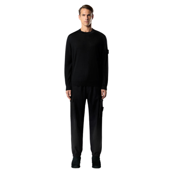 Pull col rond STONE ISLAND pure laine noire Ghost collection