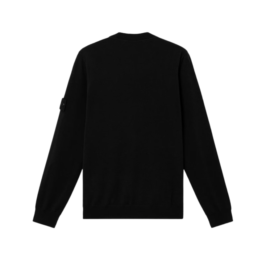 Pull col rond STONE ISLAND pure laine noire Ghost collection