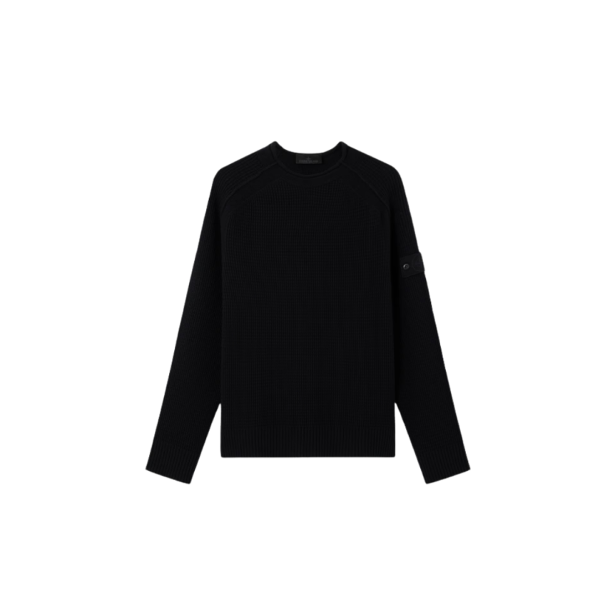 Pull col fluide STONE ISLAND manches raglan laine noire Ghost Collection