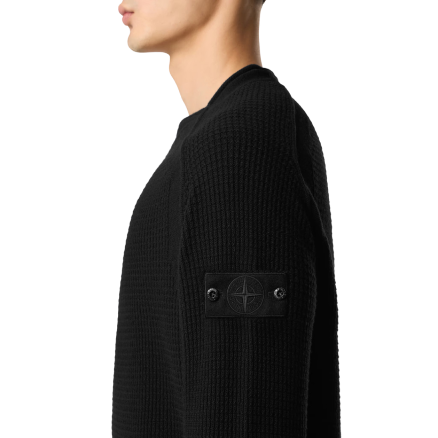 Pull col fluide STONE ISLAND manches raglan laine noire Ghost Collection