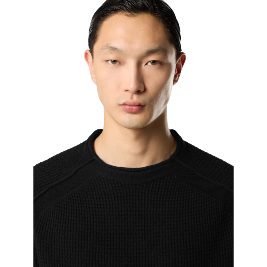 Pull col fluide STONE ISLAND manches raglan laine noire Ghost Collection