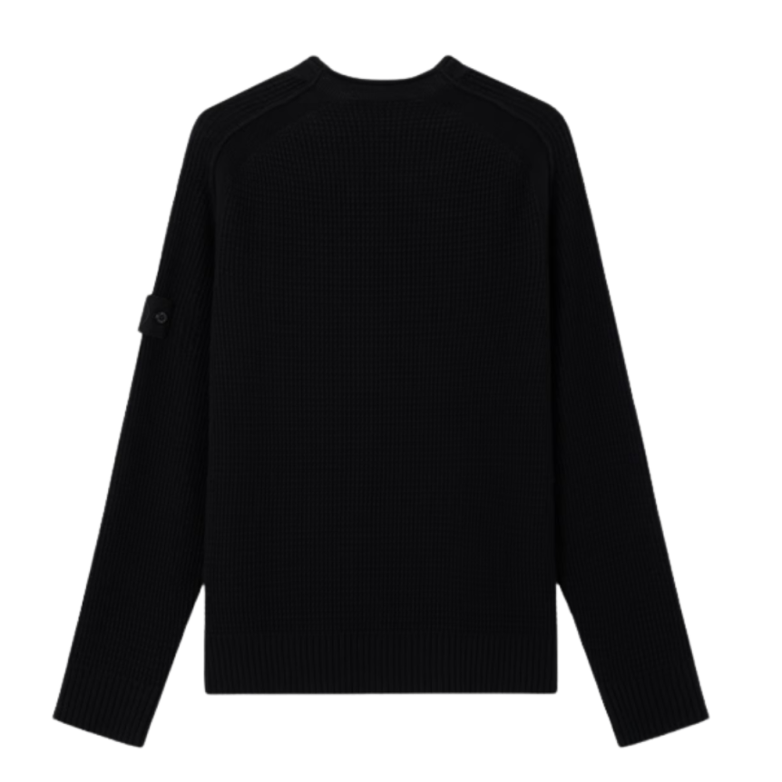 Pull col fluide STONE ISLAND manches raglan laine noire Ghost Collection