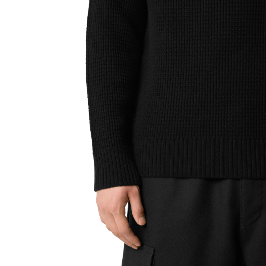 Pull col fluide STONE ISLAND manches raglan laine noire Ghost Collection