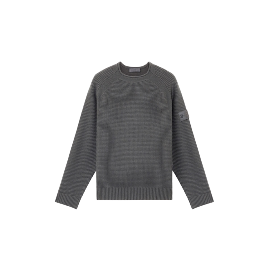 Pull col fluide STONE ISLAND manches raglan laine gris Ghost Collection