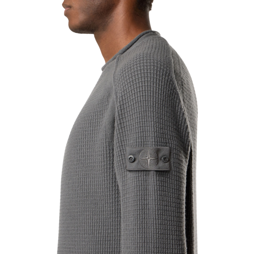 Pull col fluide STONE ISLAND manches raglan laine gris Ghost Collection