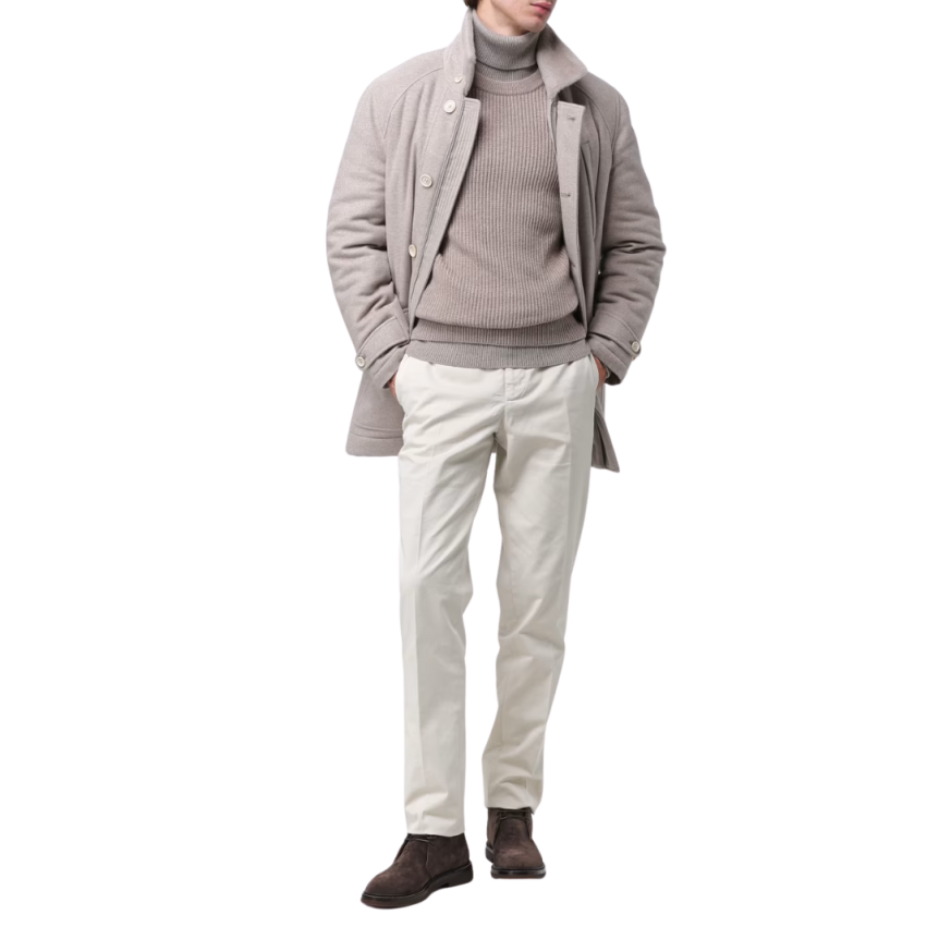 Pull col roule BRUNELLO CUCINELLI cachemire beige ficelle