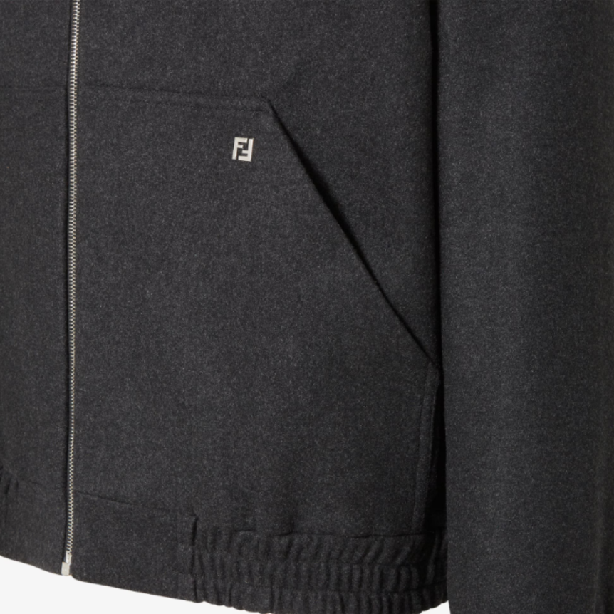 Sweat-shirt à capuche blouson zippé FENDI cachemire gris foncé