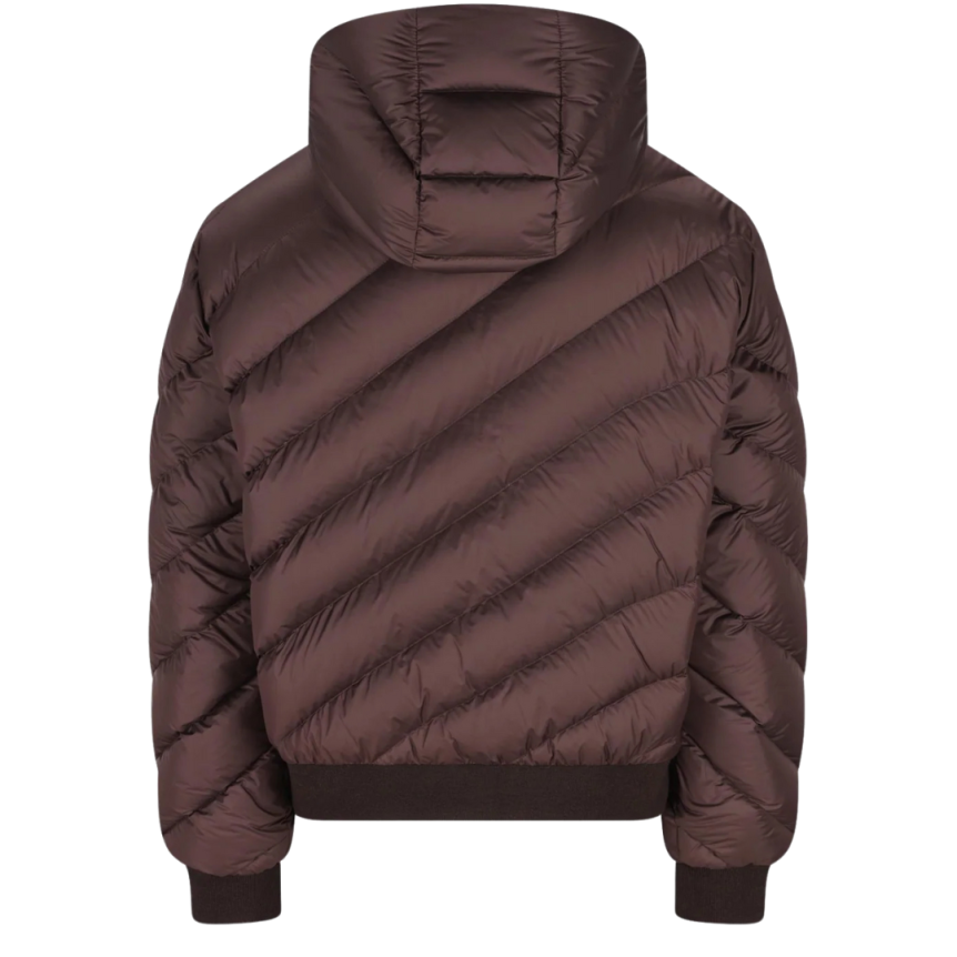 Blouson zippé FENDI doudoune à capuche nylon marron chocolat réversible multi logo