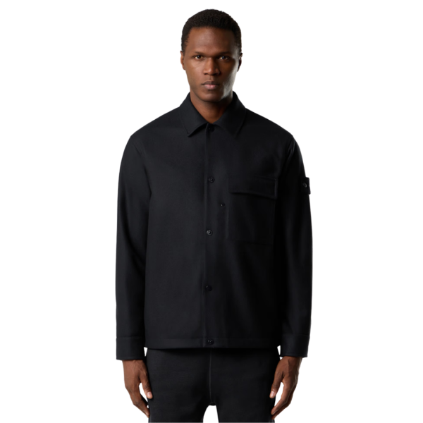 Surchemise STONE ISLAND flanelle laine nylon noir Ghost Collection