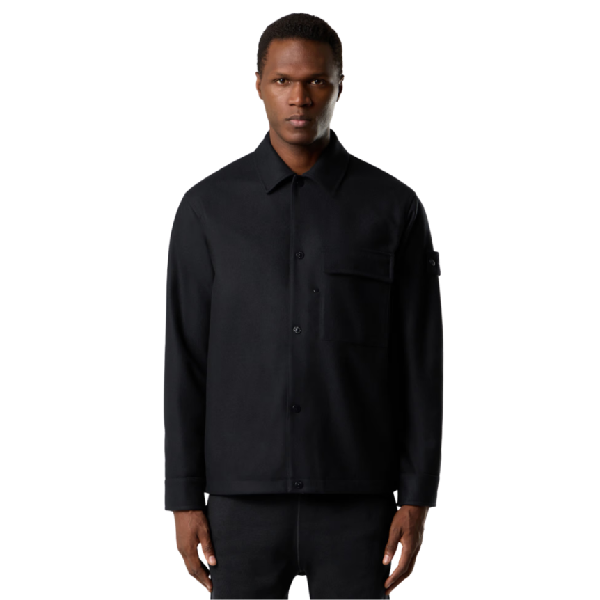 Surchemise STONE ISLAND flanelle laine nylon noir Ghost Collection