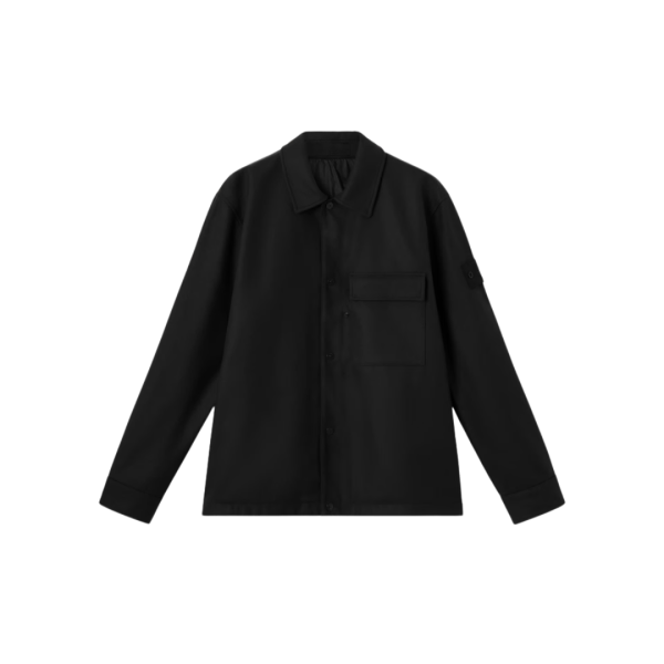 Surchemise STONE ISLAND flanelle laine nylon noir Ghost Collection