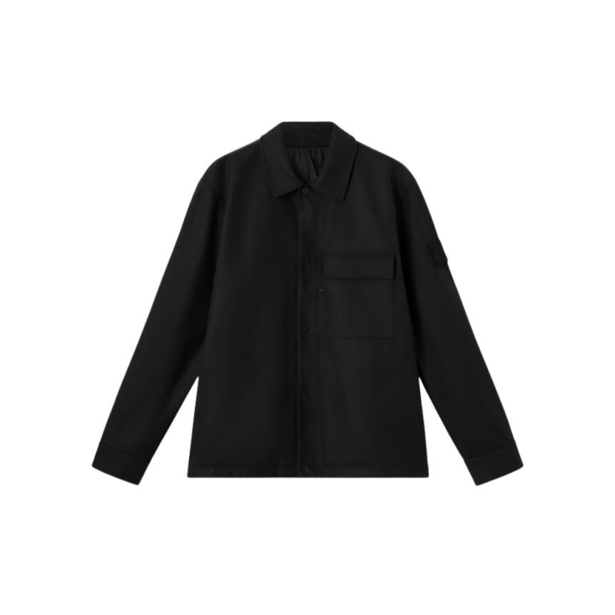 Surchemise STONE ISLAND flanelle laine nylon noir Ghost Collection