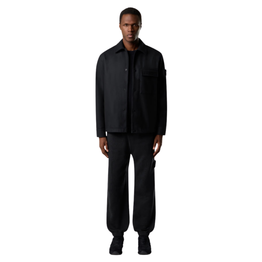 Surchemise STONE ISLAND flanelle laine nylon noir Ghost Collection