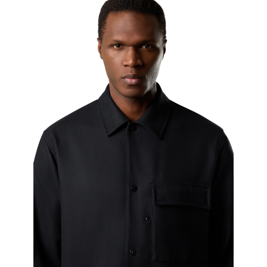 Surchemise STONE ISLAND flanelle laine nylon noir Ghost Collection