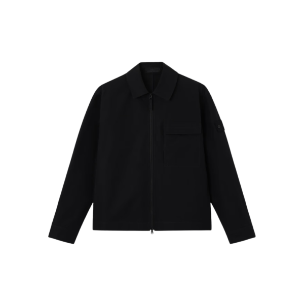 Chemise zippée STONE ISLAND toile coton bio noir poches Ghost Collection