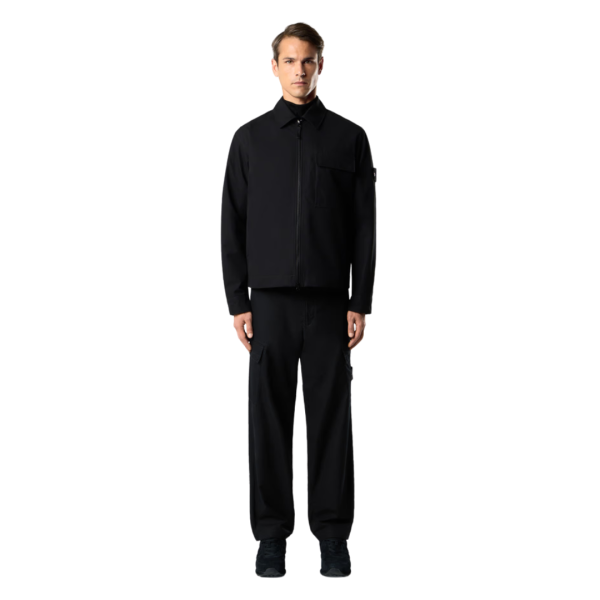 Chemise zippée STONE ISLAND toile coton bio noir poches Ghost Collection