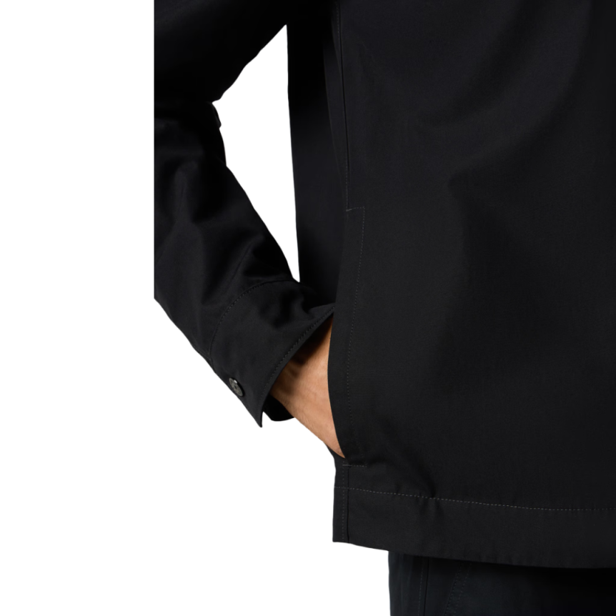 Chemise zippée STONE ISLAND toile coton bio noir poches Ghost Collection