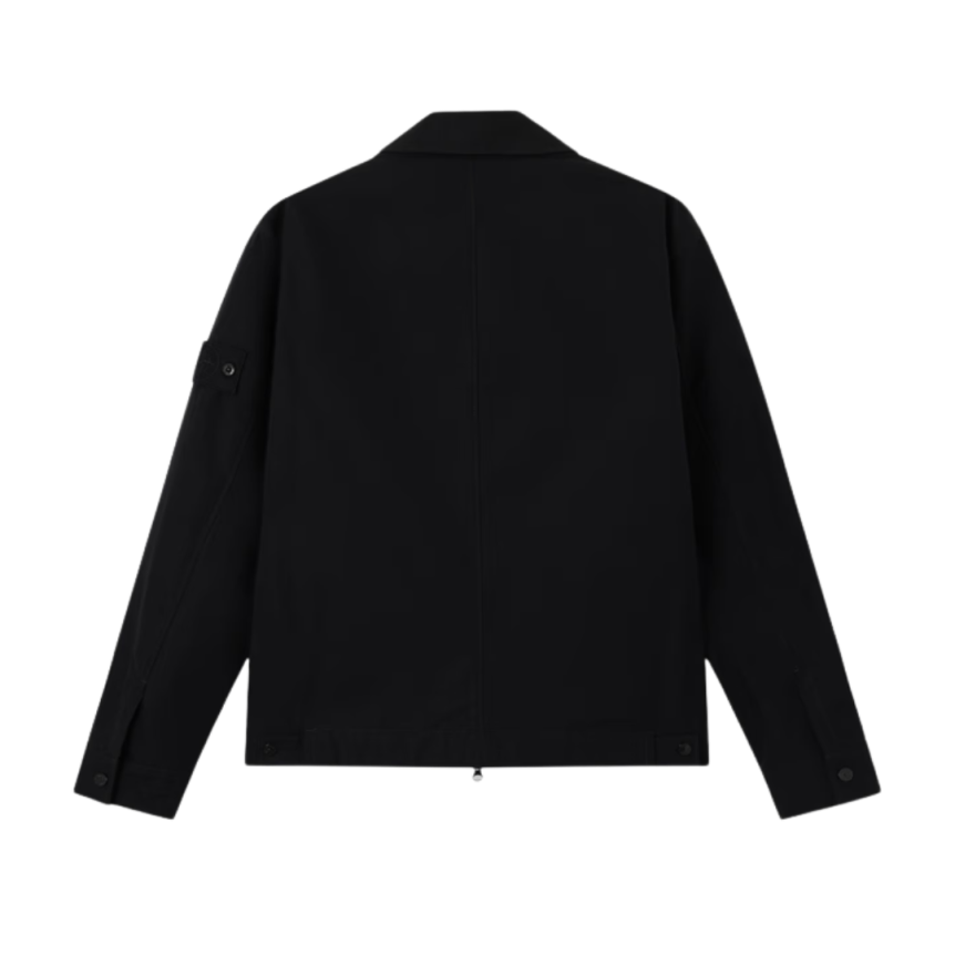 Chemise zippée STONE ISLAND toile coton bio noir poches Ghost Collection