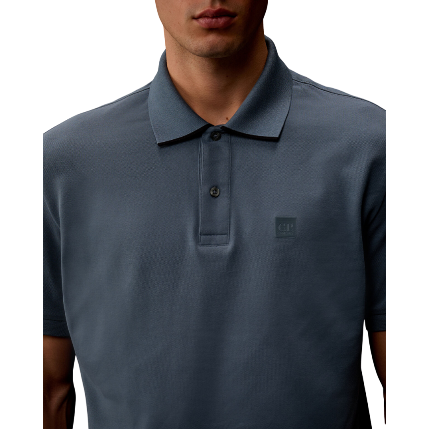 Polo CP COMPANY coton piqué stretch bleu gris Metropolis Collection