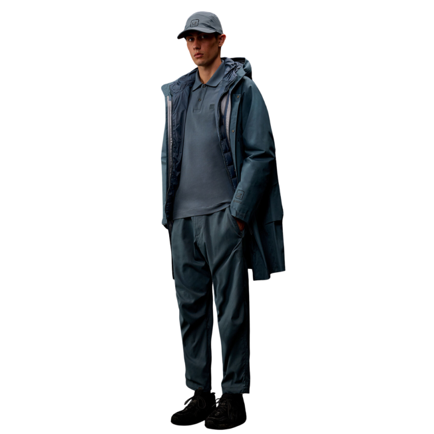 Polo CP COMPANY coton piqué stretch bleu gris Metropolis Collection