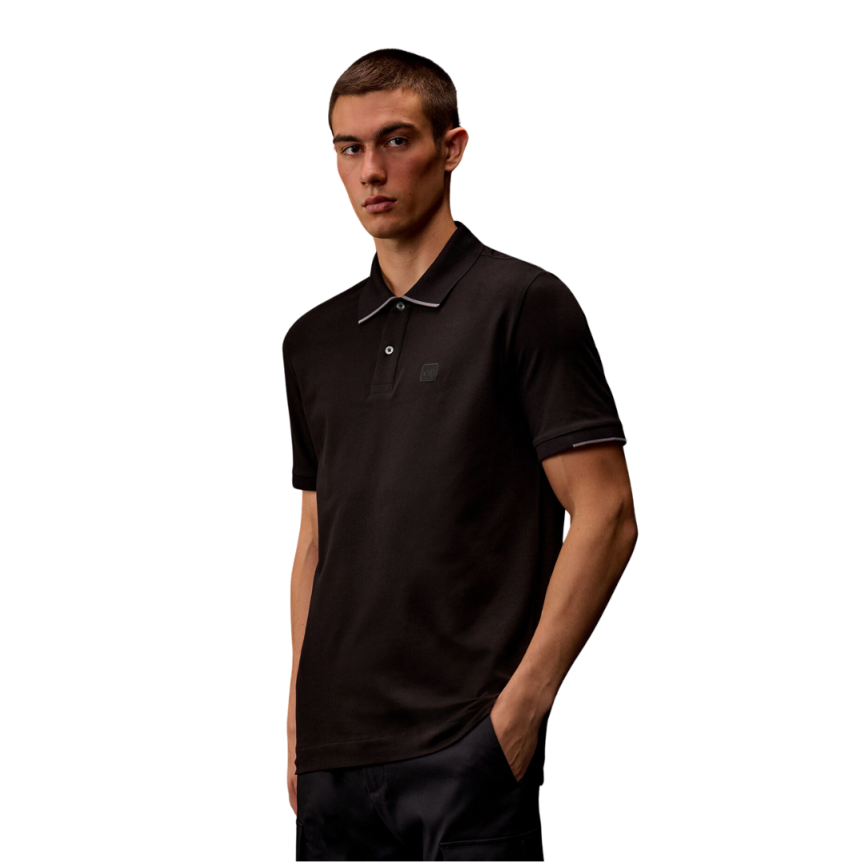 Polo CP COMPANY coton piqué stretch noir Metropolis Collection