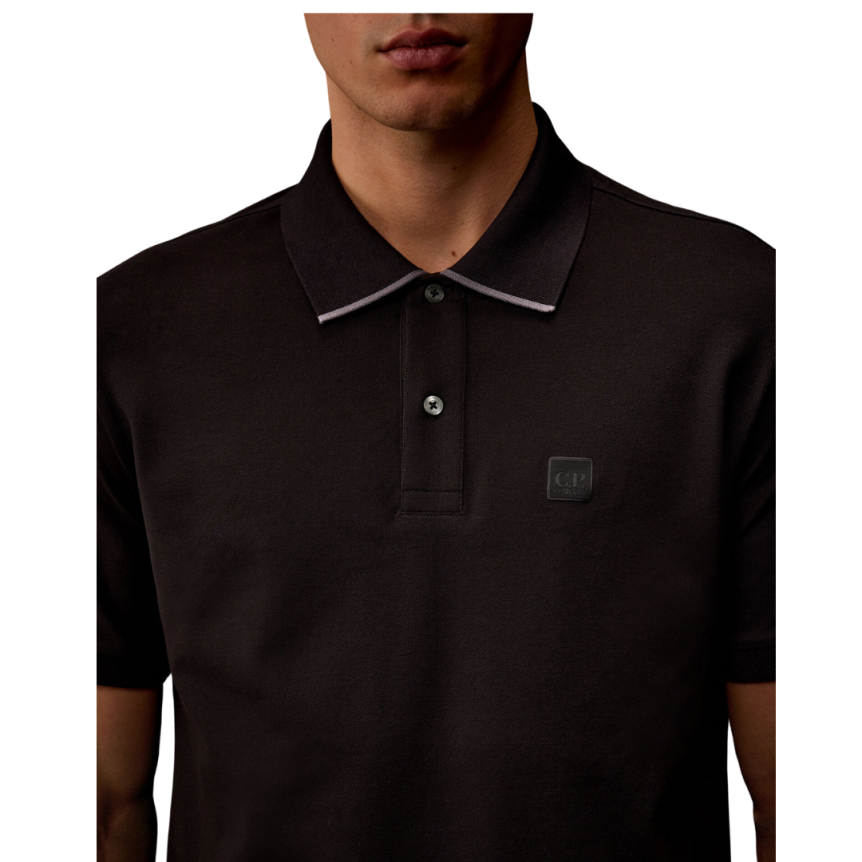 Polo CP COMPANY coton piqué stretch noir Metropolis Collection