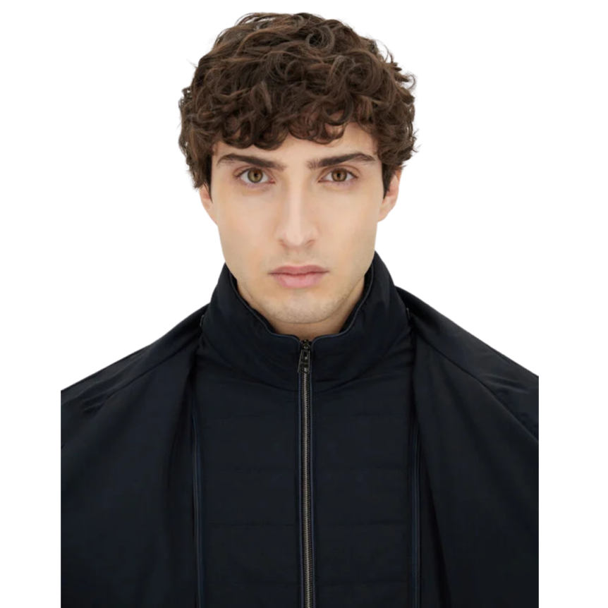 Caban HERNO Washington nylon bleu marine plastron amovible zippé