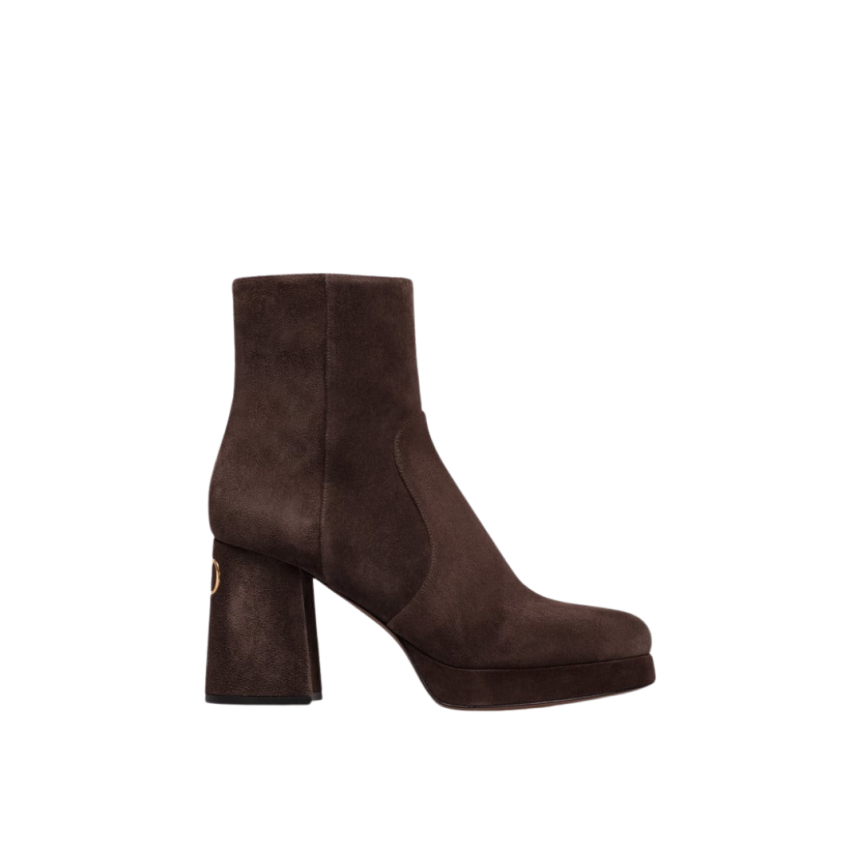 Boots Bottines VALENTINO GARAVANI talon plateau daim marron chocolat