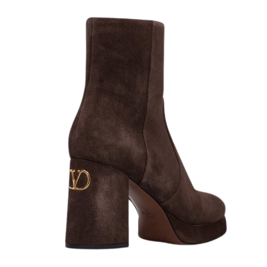 Boots Bottines VALENTINO GARAVANI talon plateau daim marron chocolat