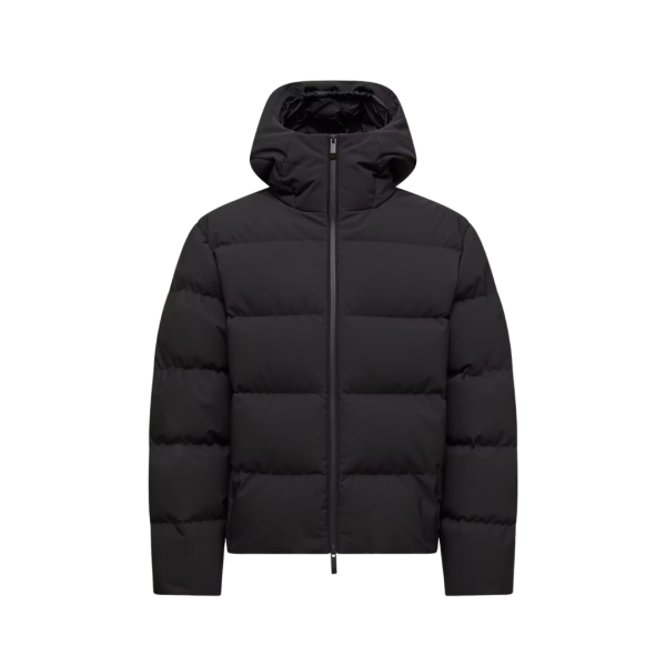 Doudoune courte à capuche MONCLER Languedoc nylon noir mat