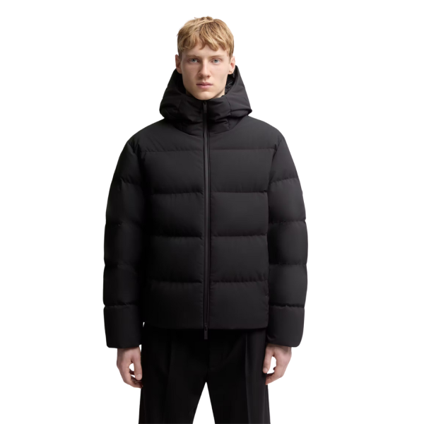 Doudoune courte à capuche MONCLER Languedoc nylon noir mat