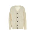 Cardigan à boutons col V laine écru poches