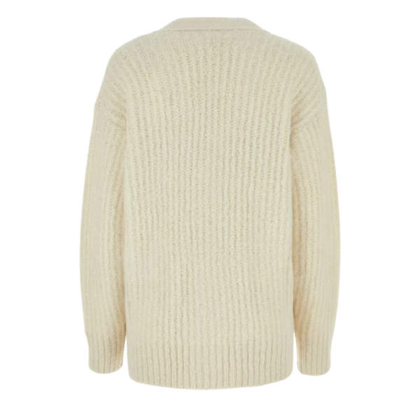 AMI Paris Cardigan à boutons col V laine écru poches