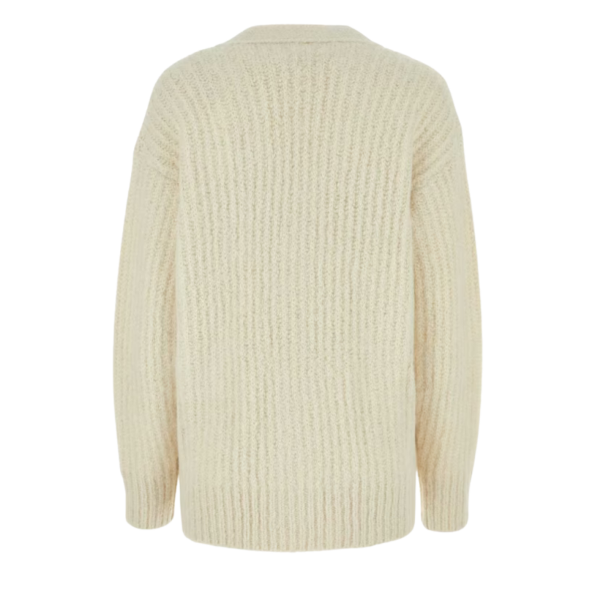 AMI Paris Cardigan à boutons col V laine écru poches