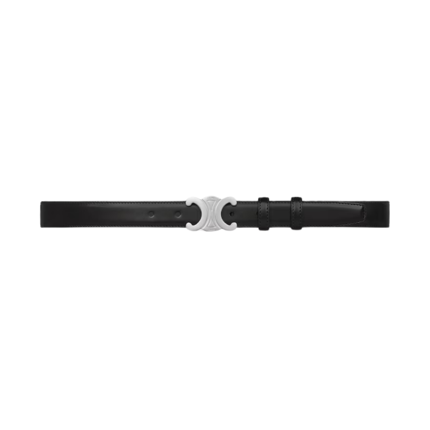 Ceinture CELINE Triomphe cuir taurillon noir boucle argent
