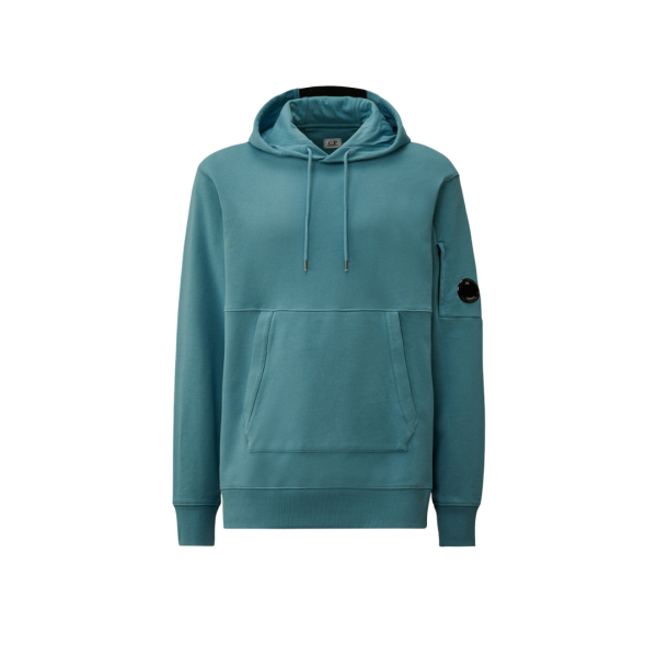 Sweat-shirt à capuche CP COMPANY coton polaire relief diagonal bleu