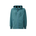 Sweat-shirt capuche zippé lunettes polaire coton relief diagonal bleu