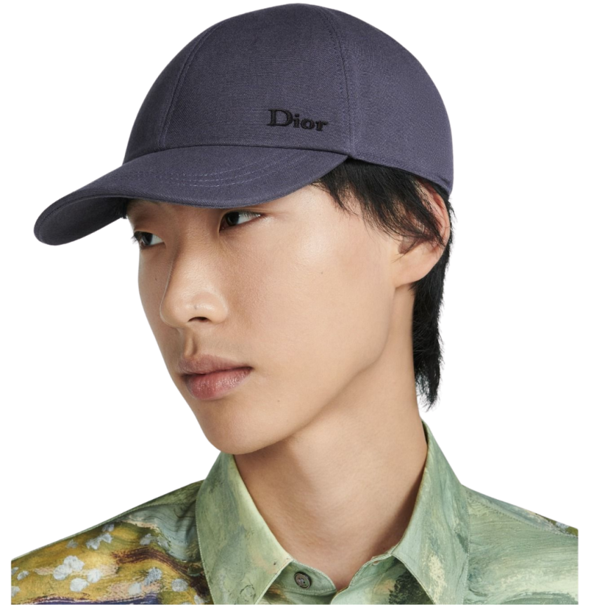 Casquette coton gris bleu broderie Dior