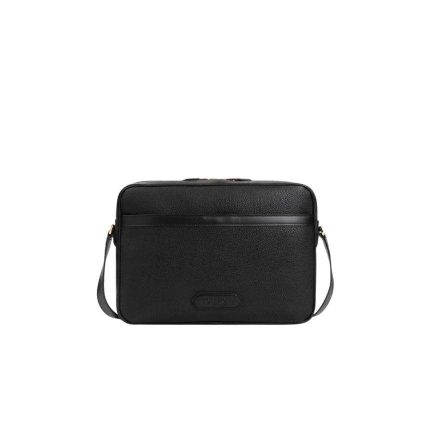 Sac TOM FORD Messenger cuir grainé noir bandoulière
