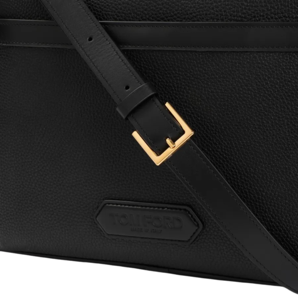 Sac TOM FORD Messenger cuir grainé noir bandoulière