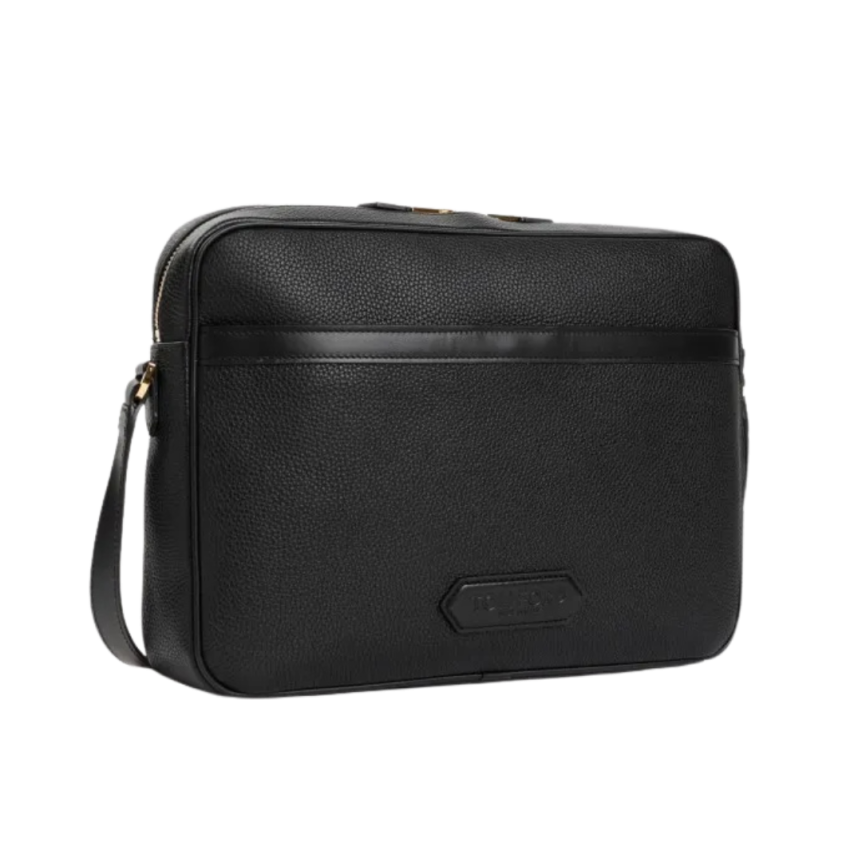 Sac TOM FORD Messenger cuir grainé noir bandoulière