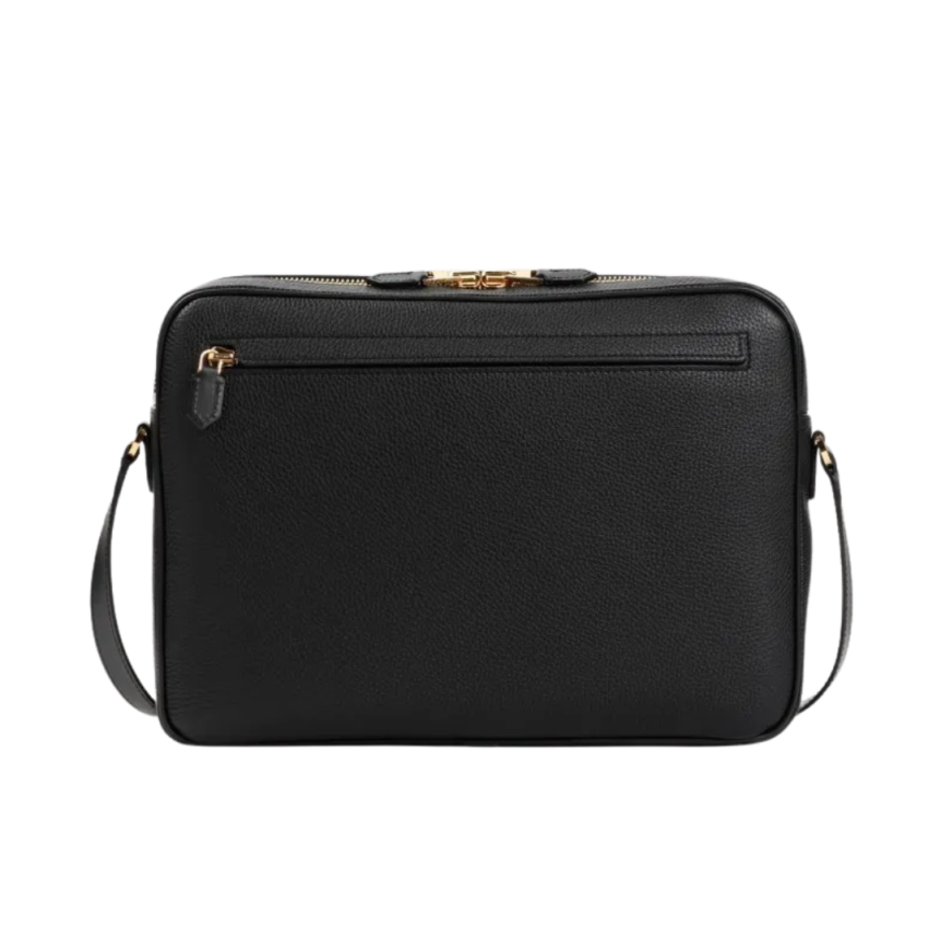Sac TOM FORD Messenger cuir grainé noir bandoulière