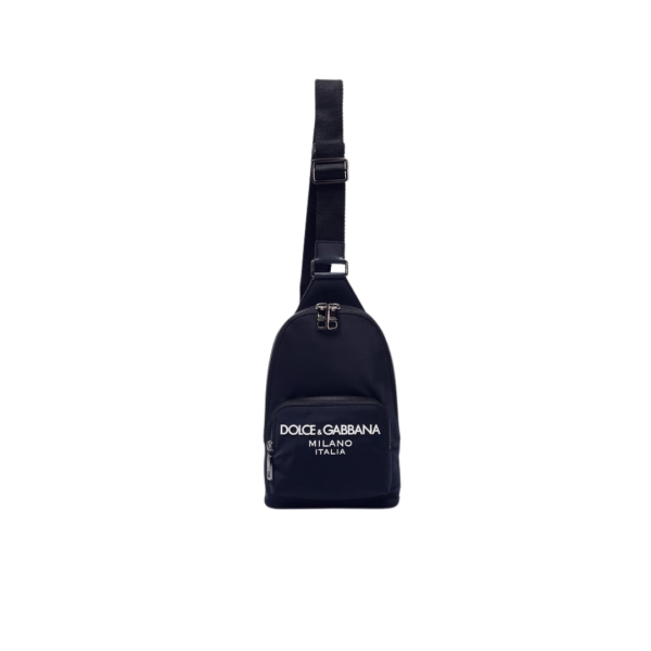 Sac bandoulière DOLCE & GABBANA nylon bleu marine logo blanc