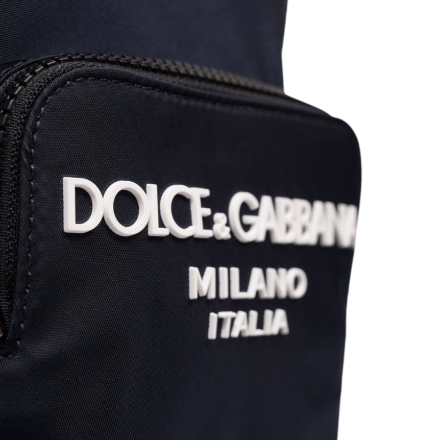 Sac bandoulière DOLCE & GABBANA nylon bleu marine logo blanc